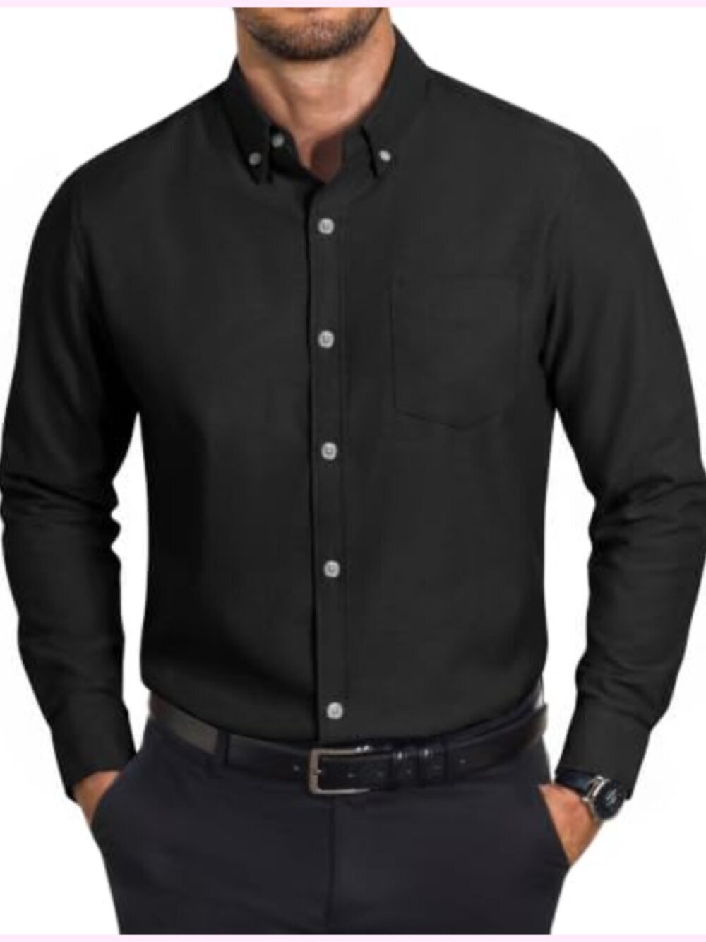 Men's Cotton Blend Oxford Long Sleeve Dress Shirt Button Down with Pocket
